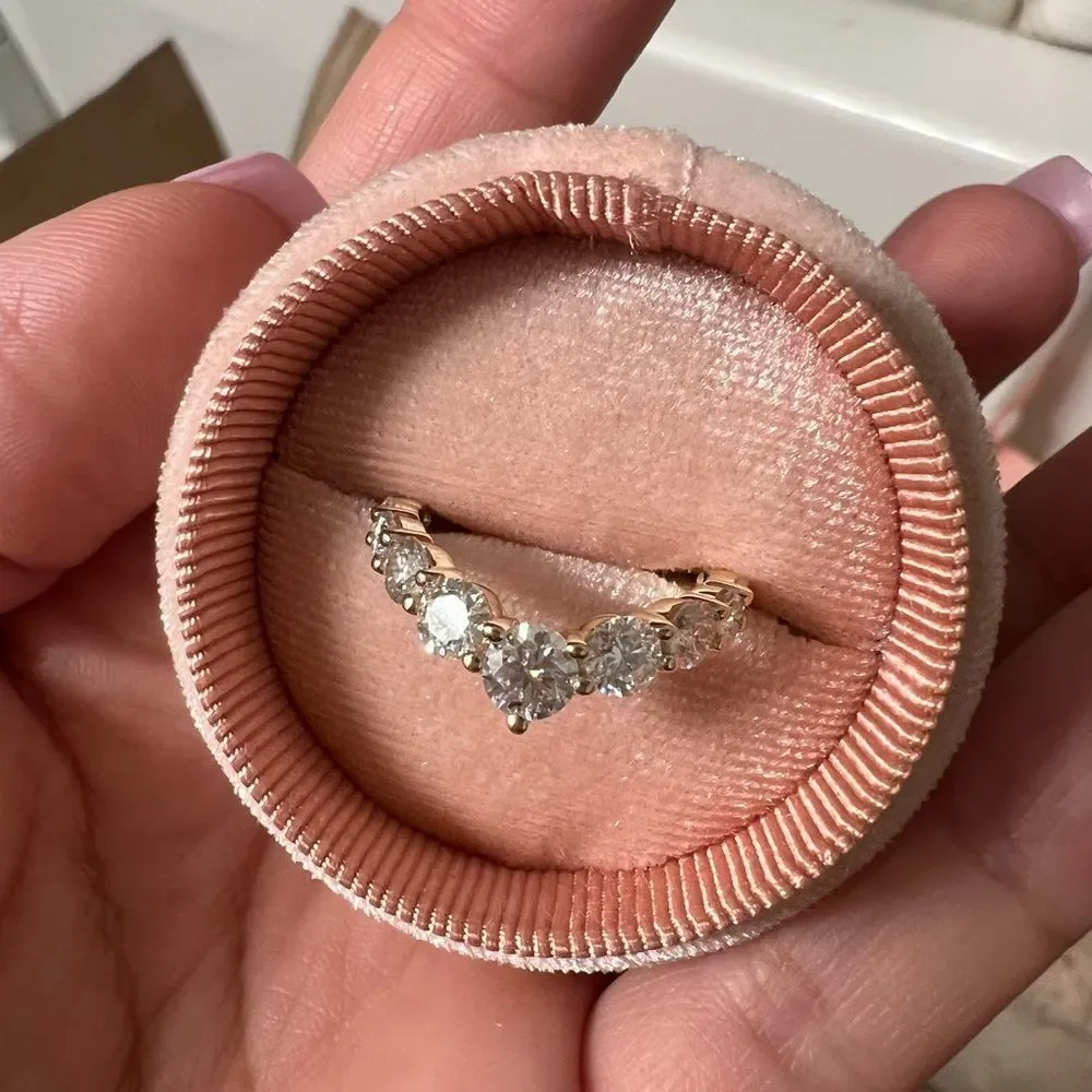 Chevron V shape sparkling 2ct tw stone wedding band!